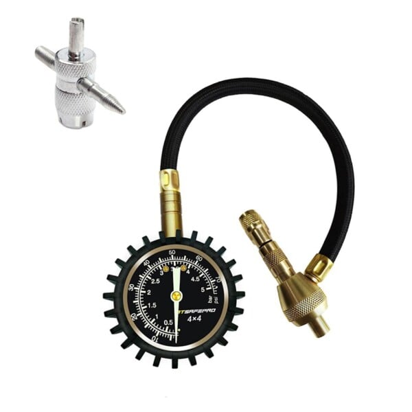2 in 1 Mekanisk Bil Däck Deflator Mätare 0-70 PSI/0-5 Bar 4X4 Stor Offroad Däck Med Ventil