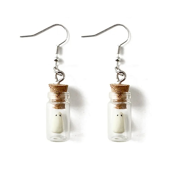 Ghost in Bottle Øreringe Glow in the Dark Ghost Dangle Øreringe Luminous Halloween Smykker