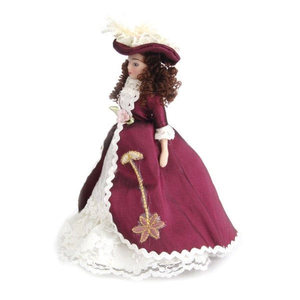 1/12 Dollhouse Miniatyr Porslin Dockor Klassisk Dam Docka med hatt
