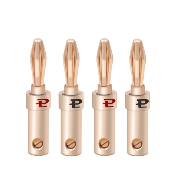 4st 24K guldpläterade koppar banan högtalare plugg kontakt adapter ljud banan kontakter