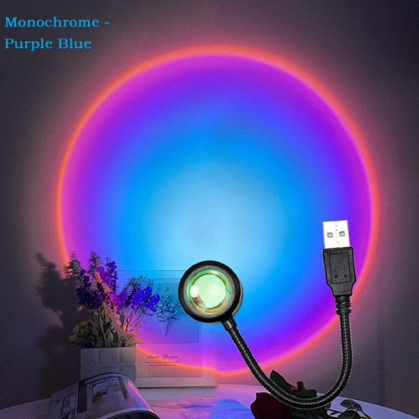 USB Solnedgang Lys Mobil Telefon Selv Fotografi Lys  LED Rainbow Neon Natt Lys Projektor