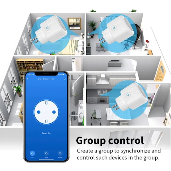 Smart Plug 20A EU Smart Socket Med Strøm Monitoring Timing Function Voice Control Via Alexa Google Home