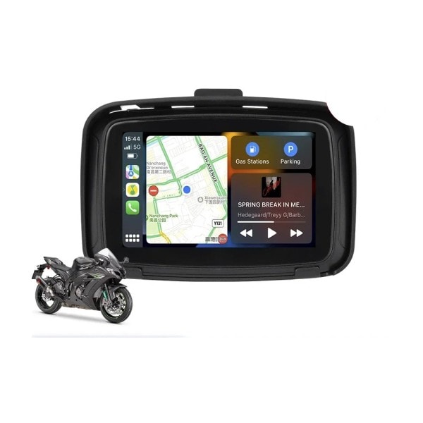 Bärbar Motorcykel Trådlös Android Auto Monitor