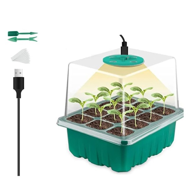 Full Spectrum LED Vokse Lys med Frøplante Brett Plante Frø Start Bretter Drivhus Voksende Bretter med hull 12 celler Per brett