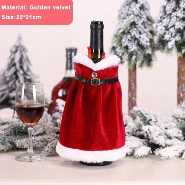 Jul vin flaske cover sæt nisse snemand vævet vin flaske poser til julefest middag bord pynt