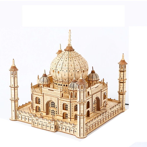3D Puinen Pulma Kuninkaallinen Linna Taj Mahal Valolla Assembly Lelu Lapsille