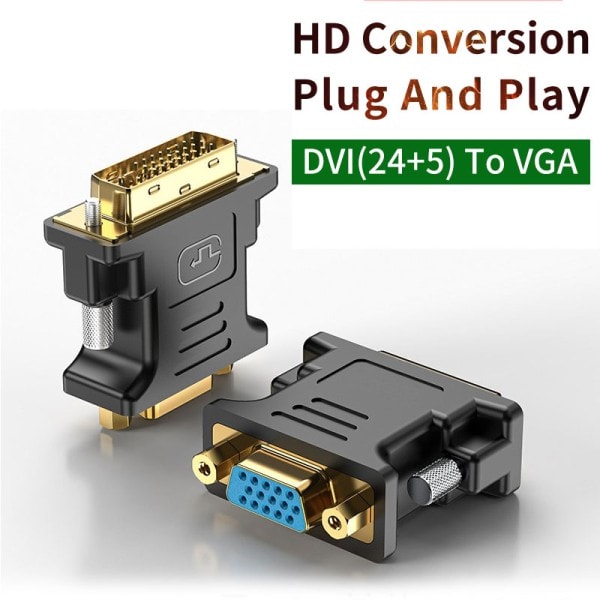HD 1080P DVI till VGA adapter kabel konvertering DVI hane till VGA hona för dator värd grafikkort till projektor HDTV monitor
