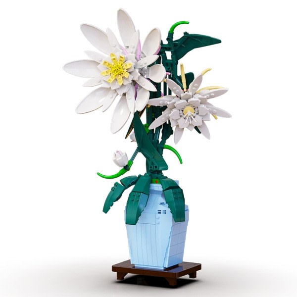 DIY Vase Epiphyllum Arrangement Blomst Romantisk Tre Hus Montering Bygning Klosser Klassisk Modell Klosser Set Karne