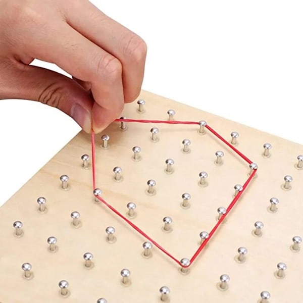 Barn Matte Geometrisk Form Gummi Band Spikerbrett Spill Barn Tidlig Montessori Læring Leker sett