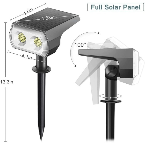 48 LEDs Solar Ljus Utomhus Landskap Spotlights,  2 In 1 Trådlös Vattentät Utomhus Solar Spotlights