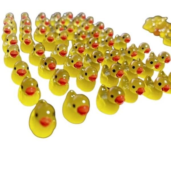 50 stykker Mini Gul Ænder Luminous And Ornament Miniature Figurer Tiny And