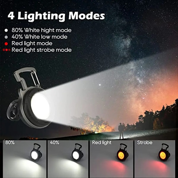 Bärbar COB Nyckelring Ficklampa LED Mini Work Lights