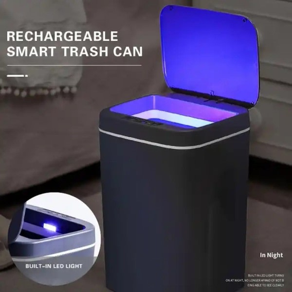 16L Automatisk Sensor Søppelbøtte Elektrisk Berøringsfri Smart Bin Kjøkken Bad Vanntett Bøtte Søppel