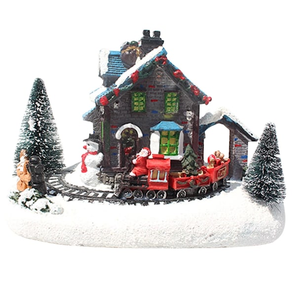 Akku Käytä Joulu Ornamnet Resin Lumi Joulu Scene Houses Figgurine