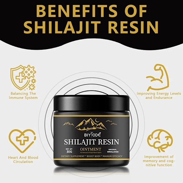 600MG Ren Himalayan Shilajit Harts Med sked Med 85+ Spår