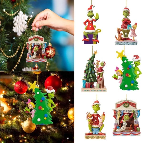 The Grinch Flat joulu koristelu sarjakuva figuurit malli riipus auto koristeet