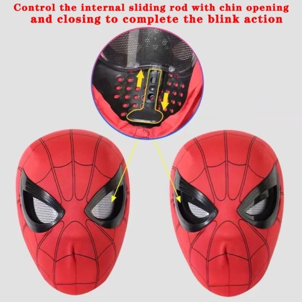 Hem Huvudbonader Cosplay Moving Ögon Mask Spider Man 1:1 Fjärrkontroll Elastisk Mask