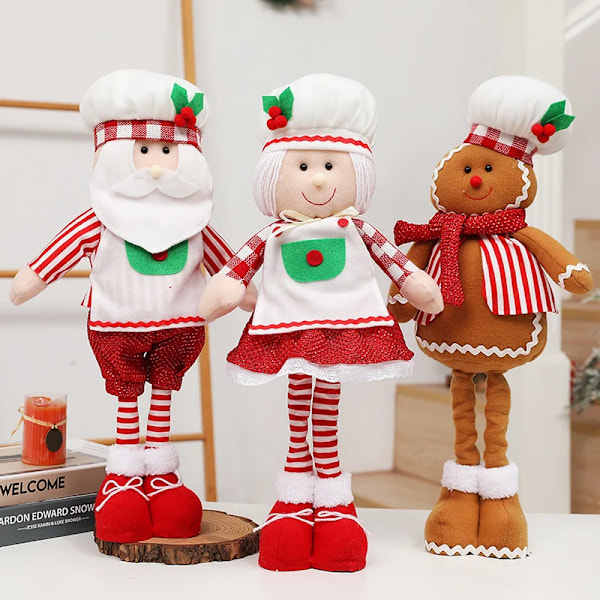 God jul Sträckbar kock tomten Docka Söt Pepparkakor Man Teleskopisk leksak