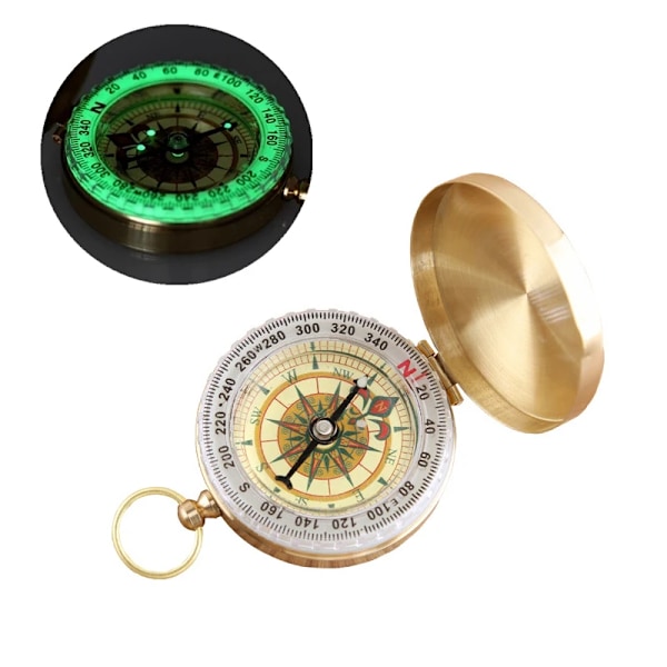 Kompass Utomhus Camping Vandring Bärbar Ficka Mässing Guld Färg Koppar Kompass Navigation med Display