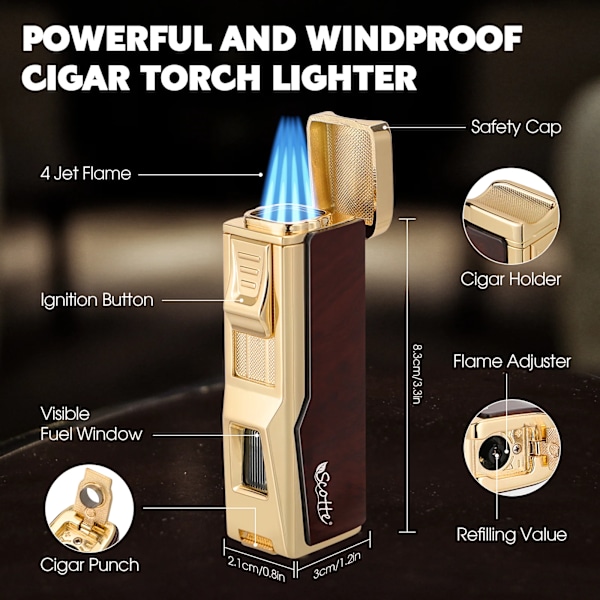 Scotte cigarr humidor box läder cigarr fodral