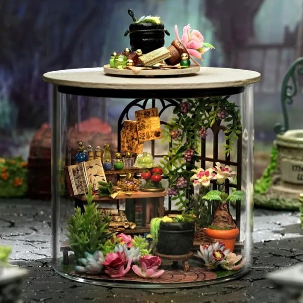 DIY Miniatyr Dockhouse Med Möbler Kit, Tiny Hus Med Tillbehör Time Magic