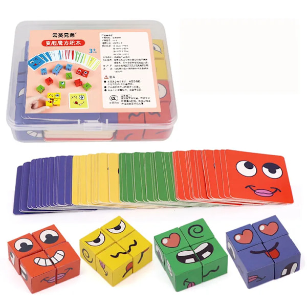 Lapset kasvot muutos ilmaisu palapeli rakennus palikat Montessori kuutio pöytä peli lelu varhais opetus lelut