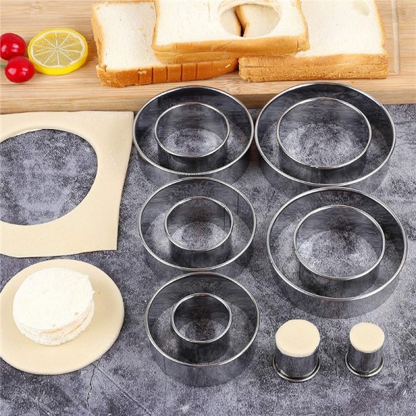 5 STK Rund Rustfritt Stål kjeks Mugg Kuml Skin Skjæring Mugg Gjør-det-selv kjeks bakverk kake baking verktøy