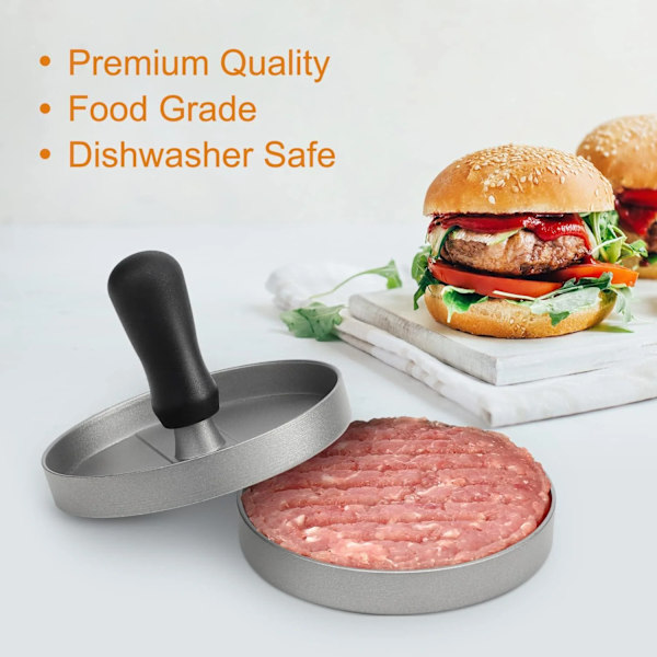 Burger Press Non-Stick Hamburger Patty Maker med Voks Papir Aluminium Burger Maker