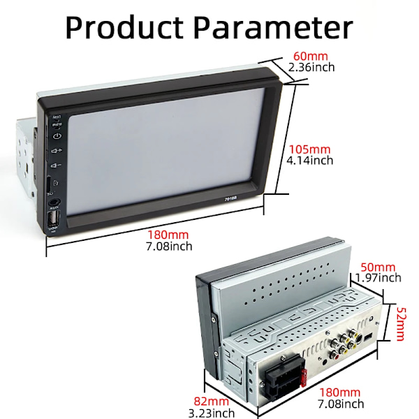7 Tommer Bil Radio 1 Din MP5 Afspiller Touch Skærm Multimedia