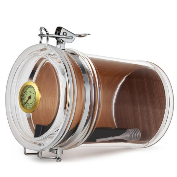 Akryl humidor burk med hygrometer och luftfuktare portabel cigarr fodral