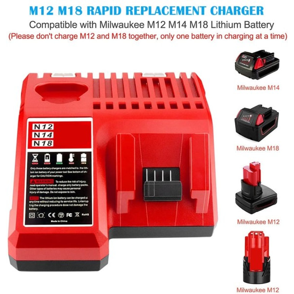 18V For Milwaukee M18 Batteri M18B6 XC 7.0 Ah Li-Ion 48-11-1860 48-11-1852 Eller Oplader