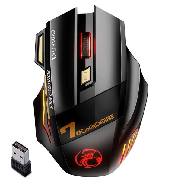 Genopladelig Trådløs Mus Gamer Til Computer  RGB Gaming Mus Bluetooth USB Mus
