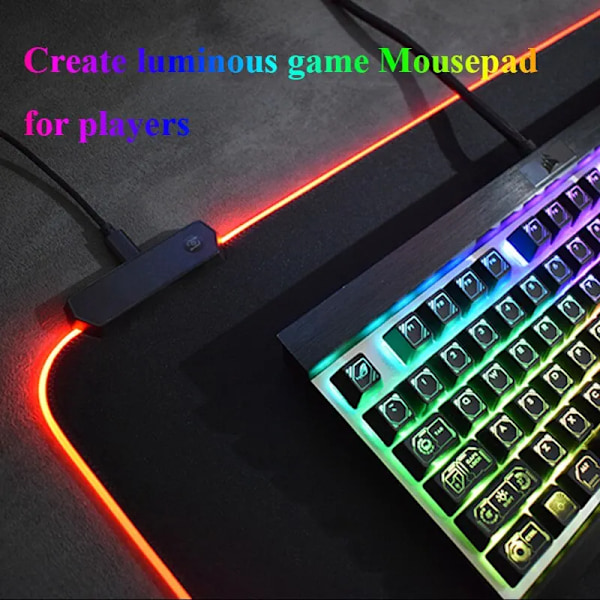 RGB Lysande Ren Svart Musmatta Förtjockad Mus matta stort bord matta