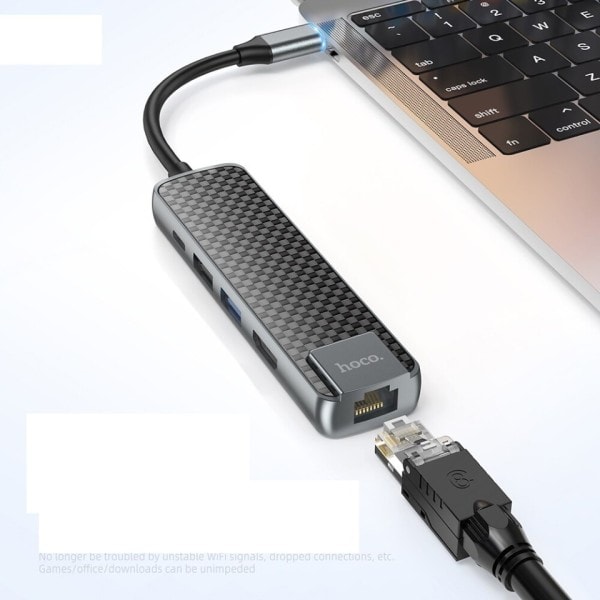 USB C HUB 4K 30Hz tyyppi C to HDMI 2.0 RJ45 USB 3.0 PD 60W sovitin