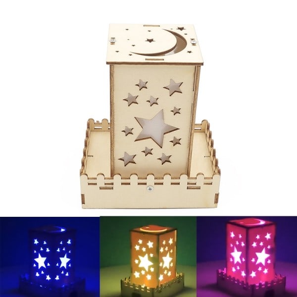 DIY Farverige Stjerne Lys Model Håndlavet Projektion Lampe Videnskab Teknologi Pædagogisk Kit Puslespil Legetøj til børn