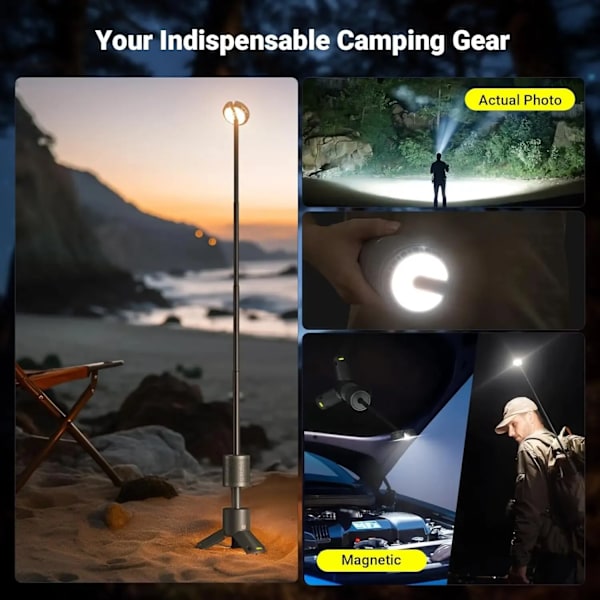LED Utomhus Camping Lantern UBS Uppladdningsbar Justerbar Färg Temperatur Utomhus Portabel Lantern