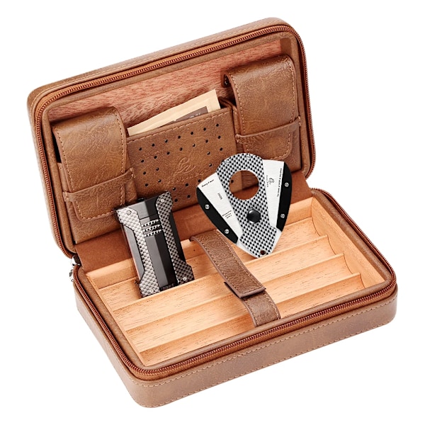 Cigarr Humidor Låda Rese läder cigarr fodral