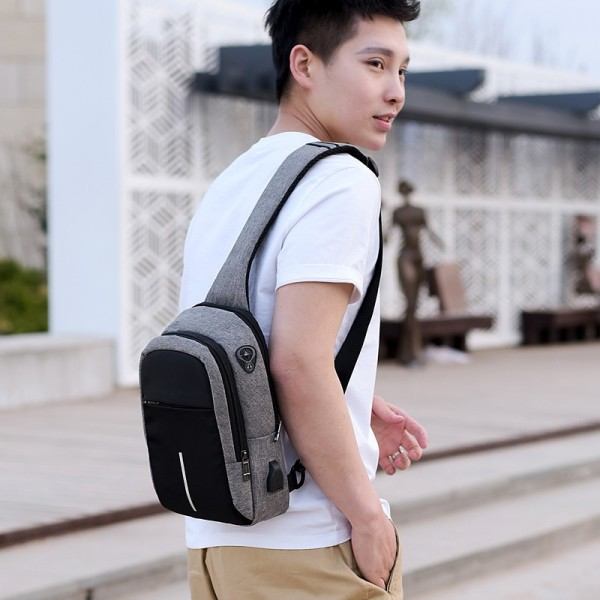 usb charge skulder veske menger bud vesker hann vanntett slynge bryst bag gutt reise bagpack