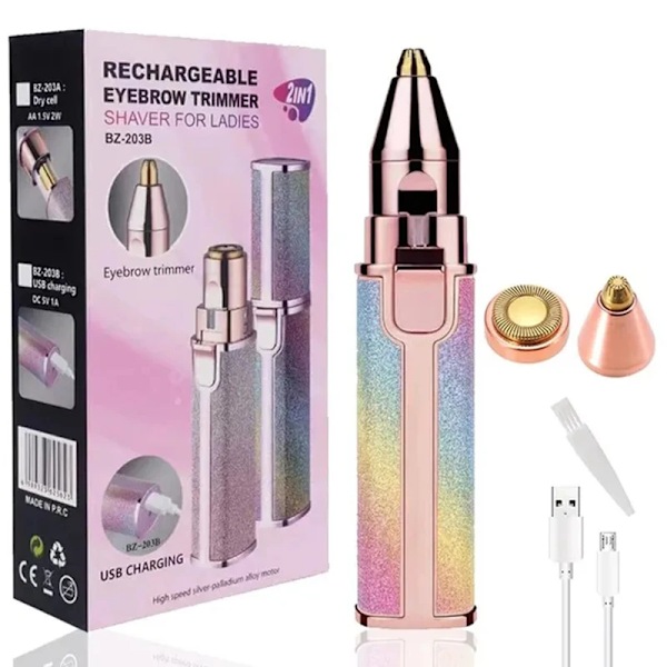 Bärbar 2 IN 1 Elektrisk Epilator Ögonbryn trimmer Kvinnor's Kropp Ansikts Läpp Epilator Laddningsbar Mini Smärtfri Rakhyvel Rakning Rakapparat