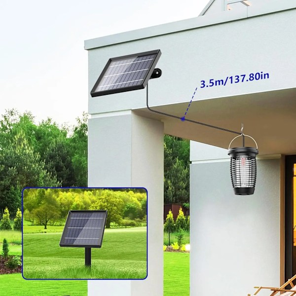 Solar Bug Zapper 2-in-1 Mosquito Killer Lamp Indoor 4500V Fly Zapper