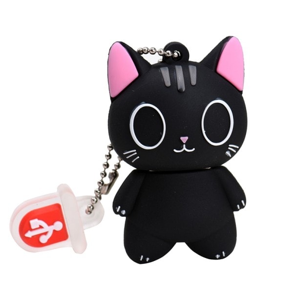 Söt flashenhet  minne 128GB svart Cartoon Hei kitty  gadget