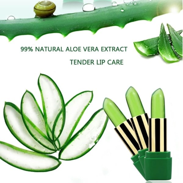 99% Aloe vera gel Läppstift Gloss Färg Färgande Fuktkräm Anti-torkande Avsaltning Finkorn Läpp Blam