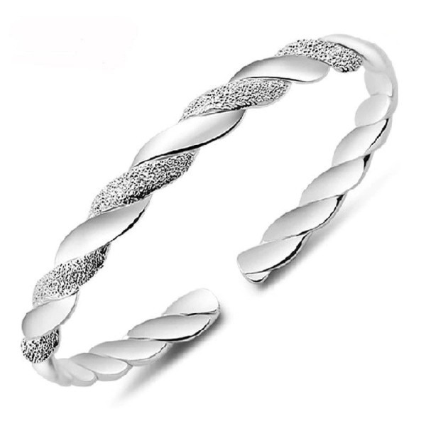 925 Sterling Silver Kvinna Manschett Armband Cross Twisted Infinity Bangle