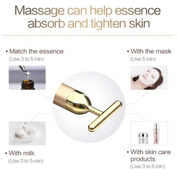 24k Guld Face Lift Bar Roller Vibration Banning Massager Ansiktsbehandling Stick Ansiktsbehandling Skönhet Hudvård
