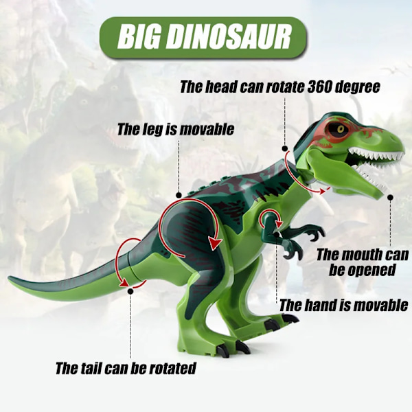 Jurassic Dino World Large Dinosaurs Figures Tegelstenar Byggnad Klossar
