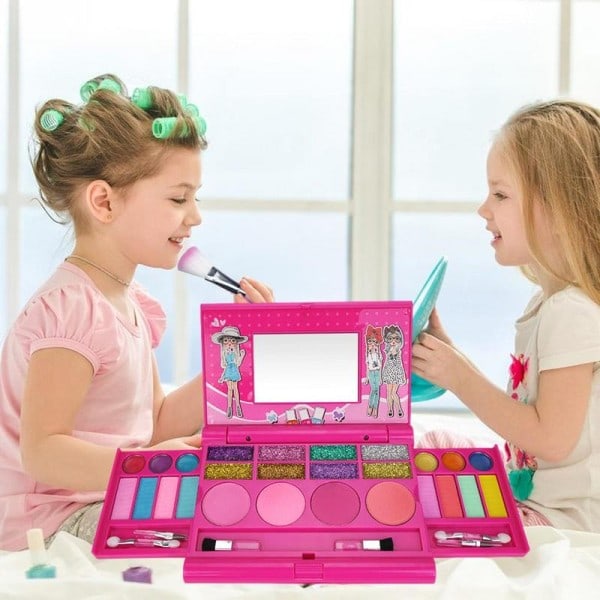 Smink Kit Toy Set För Flickor Bärbar Låtsas Smink Kosmetika Tillbehör För Flickor