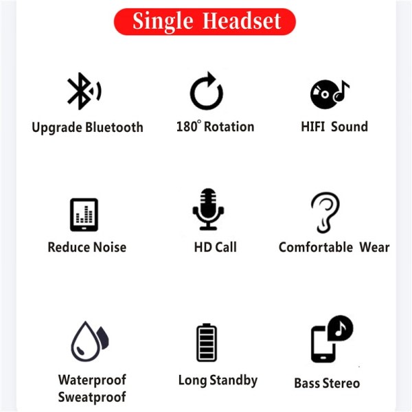 Bluetooth nappi Pro korva koukku langaton Bluetooth 5.0 nappikuuloke mikrofonilla