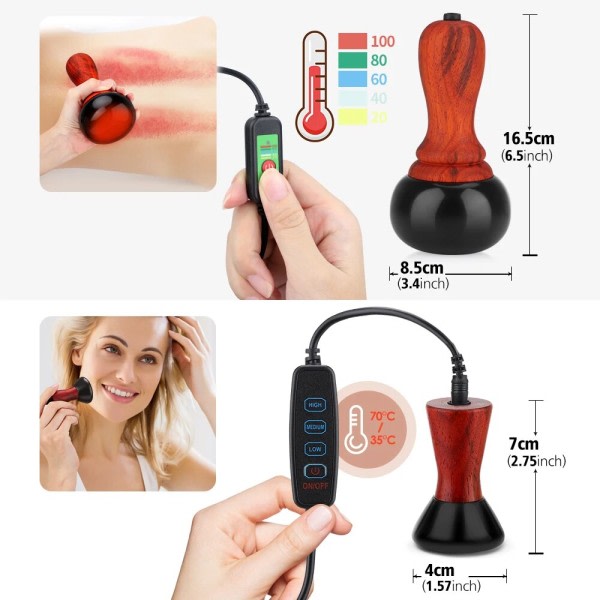 Hot Stone Elektrisk Gua Sha Massager Bian Sten Guasha Verktyg Hud skrapning Rygg Kroppen Varm Moxibustion terapi