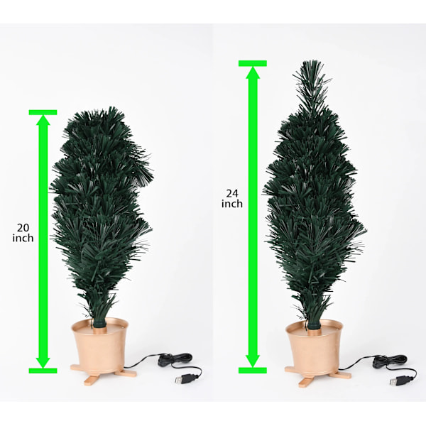 24 Grøn Forbelyst Mini  Fiber Optik Bordplade Kunstig Juletræ med LED lys