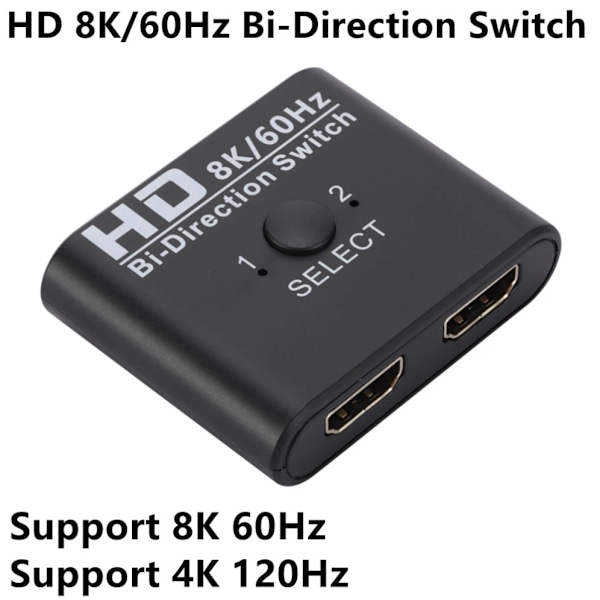 8K 60Hz HDMI-kompatibel Switch Splitter Bi-Direction 1x2/2x1 HDMI-kompatibel Switcher 2 in1 Out för PS4 TV Box Switcher Adapter